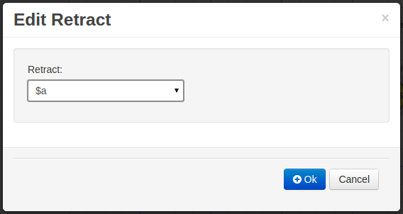 Guided Decision Trees - Action "Retract" Editor