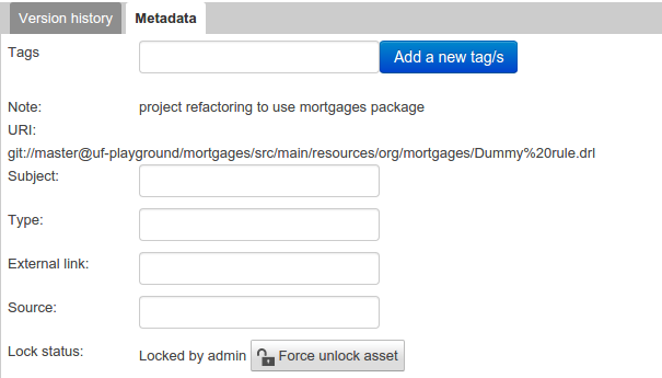 The Metadata tab