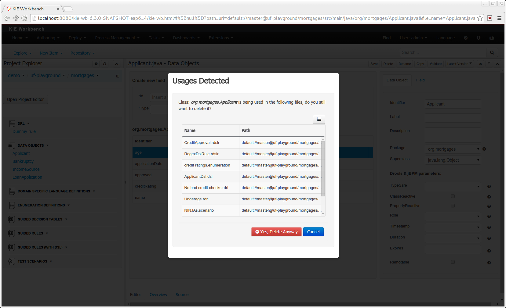 Usages detection