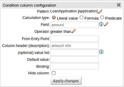 dtable column condition popup