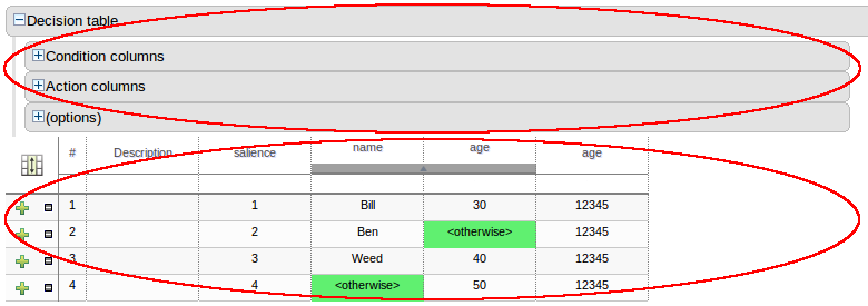 dtable sections