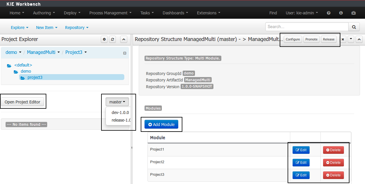 repo structure screen operation areas