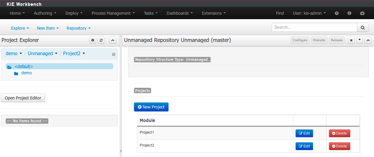 repo structure screen unmanaged