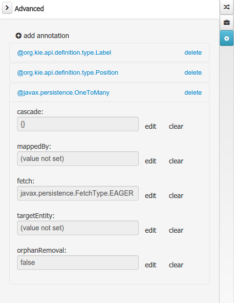 data object or field advanced tool window