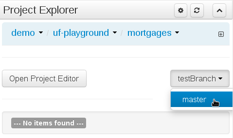 ProjectExplorer Branch Selector