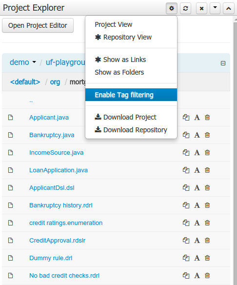 ProjectExplorer Tag Filter Enable