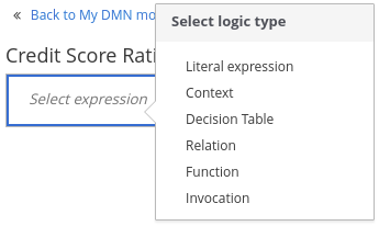 dmn decision boxed expression options