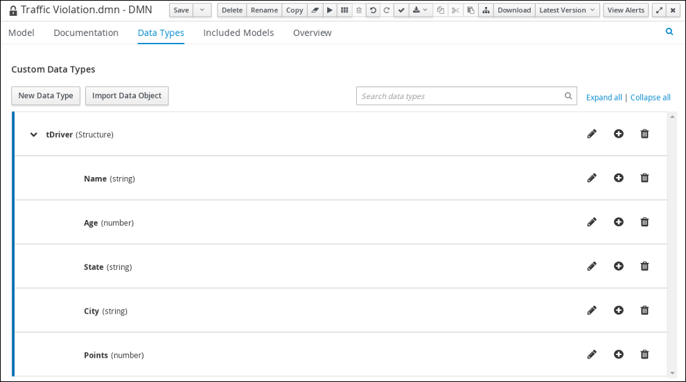 The tDriver custom data type