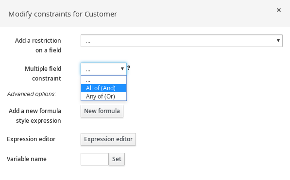 Add multiple field constraints