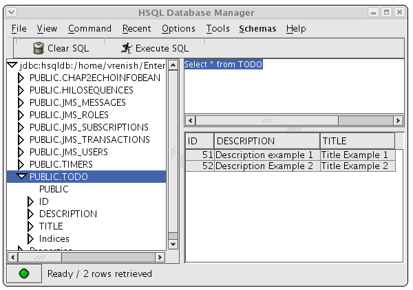 Spring boot store hsql database example