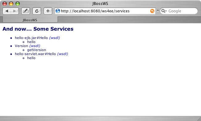 The web services list