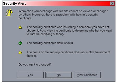 The Internet Explorer 5.5 security alert dialog.