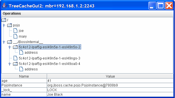 Object cache mapping for internal node Joe