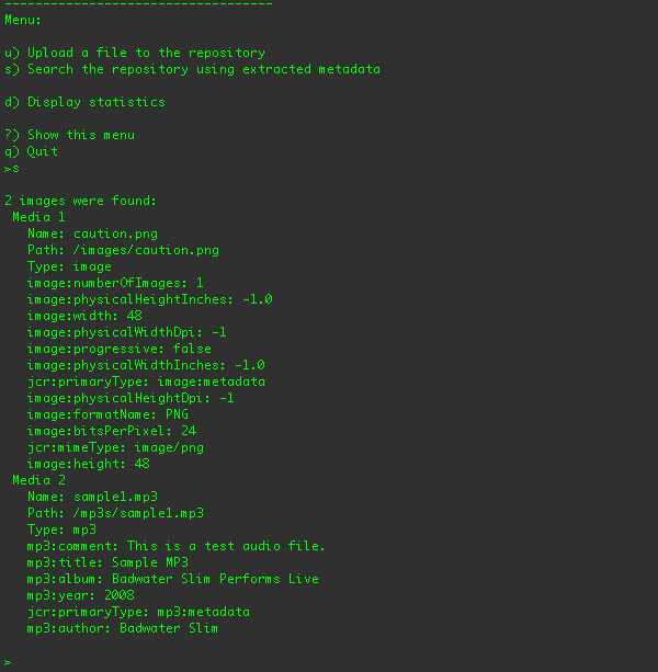 Searching for media using the Example Client
