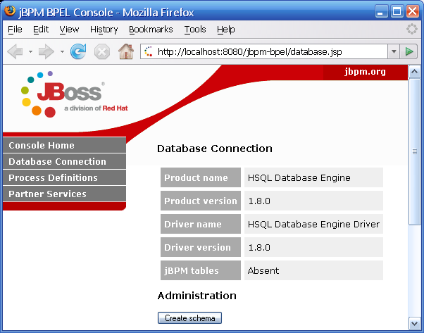 Database connection page