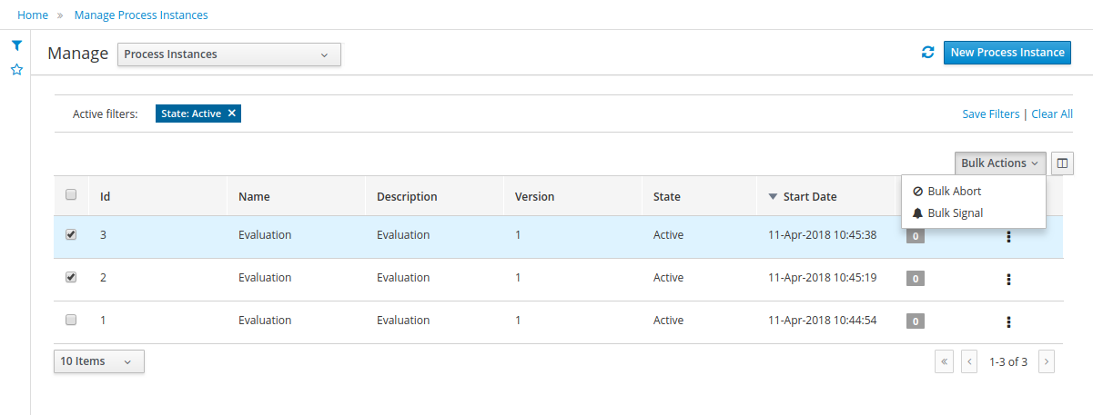 process instances specific area