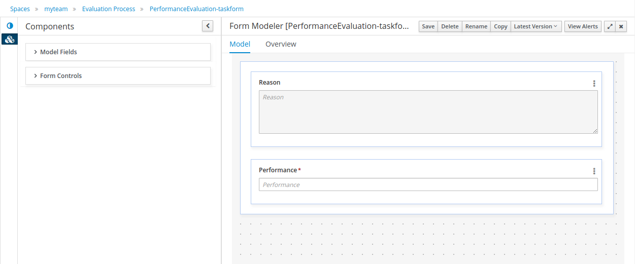 task form modeller designed