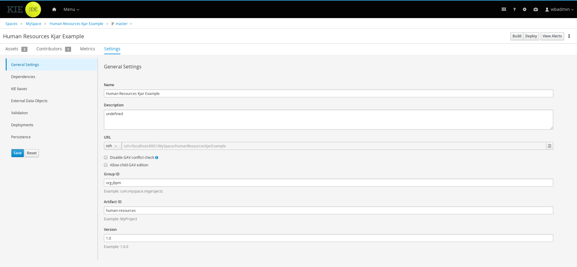 human resources settings screen