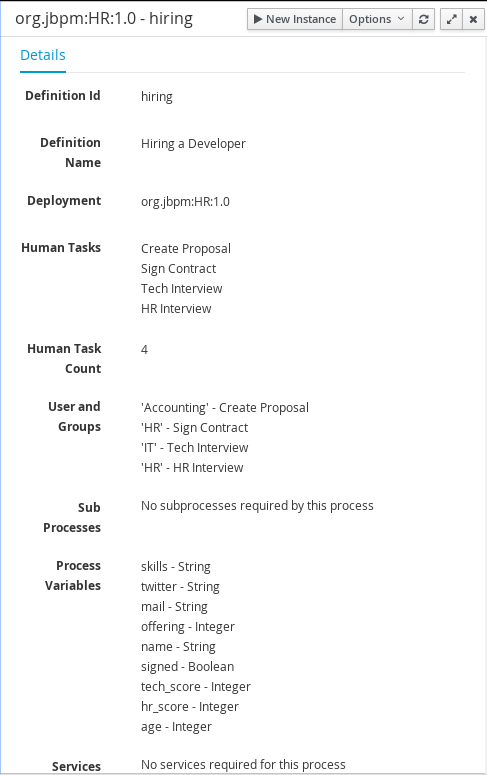 process definitions details