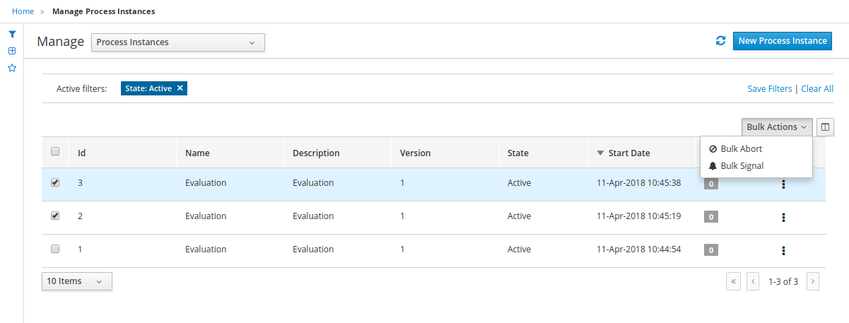 process instances specific area