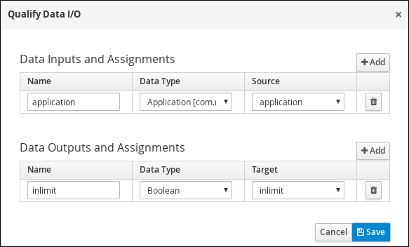 Screen capture of the Qualify Data I/O assignments