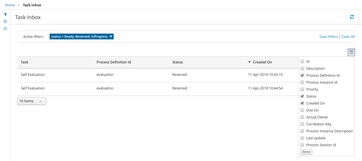 task basic columns