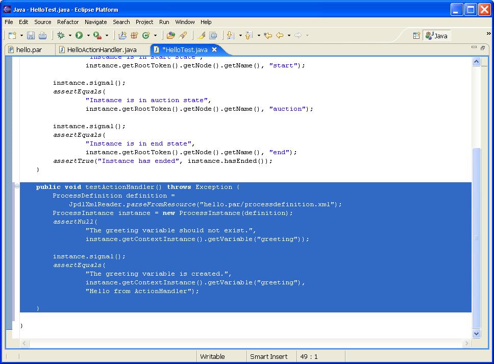 Create the Hello Action Test