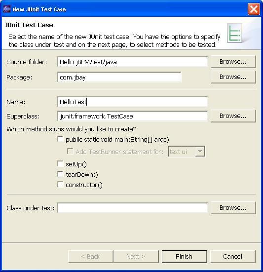Create Test Dialog
