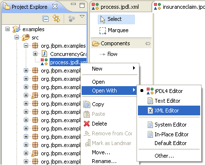 Open a process file in XML editor