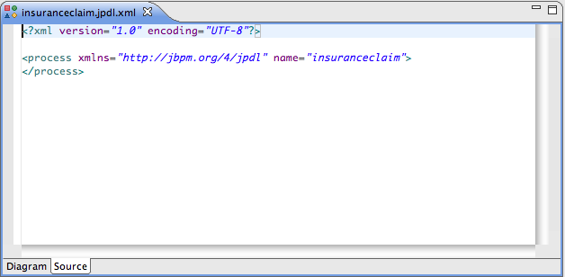Editing jPDL using the source view