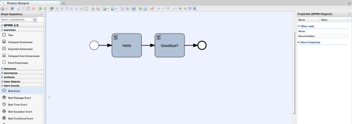 Web-based designer for creating BPMN2 processes