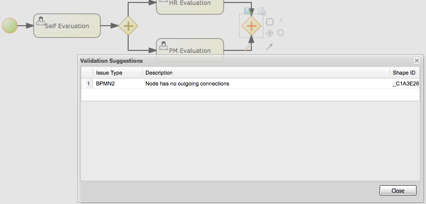 Single shape validation issues display