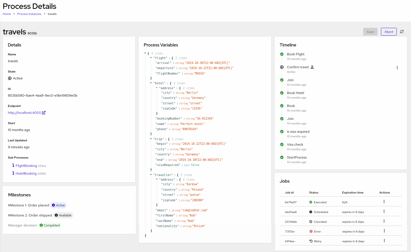 Image of process details in Management Console