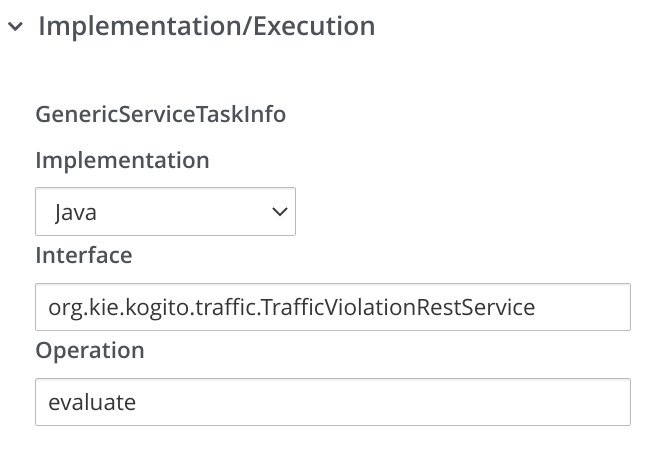 Image of Traffic Violation Service Task properties in process designer