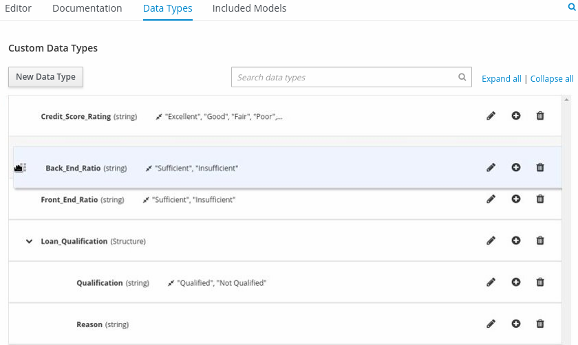 dmn manage data types structured2 drag