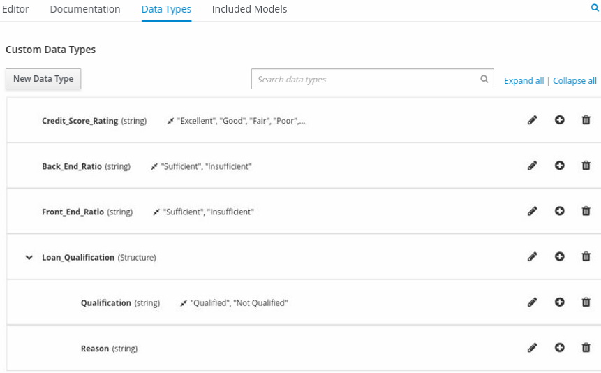 dmn manage data types structured2