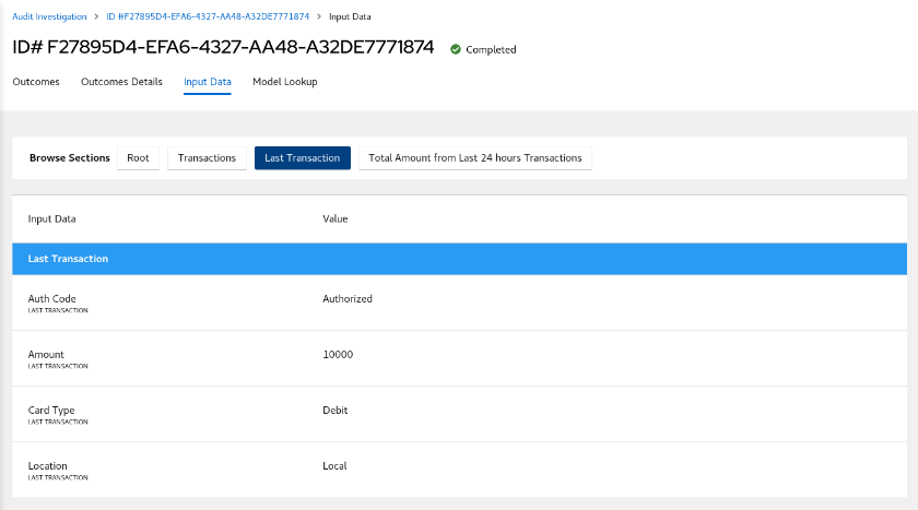 Image of Input Data page