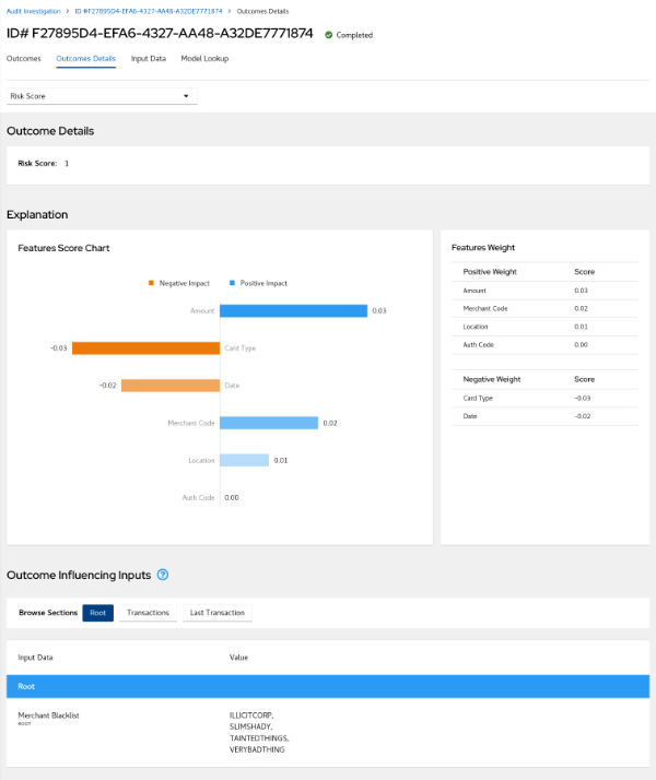 Image of Outcome Details page