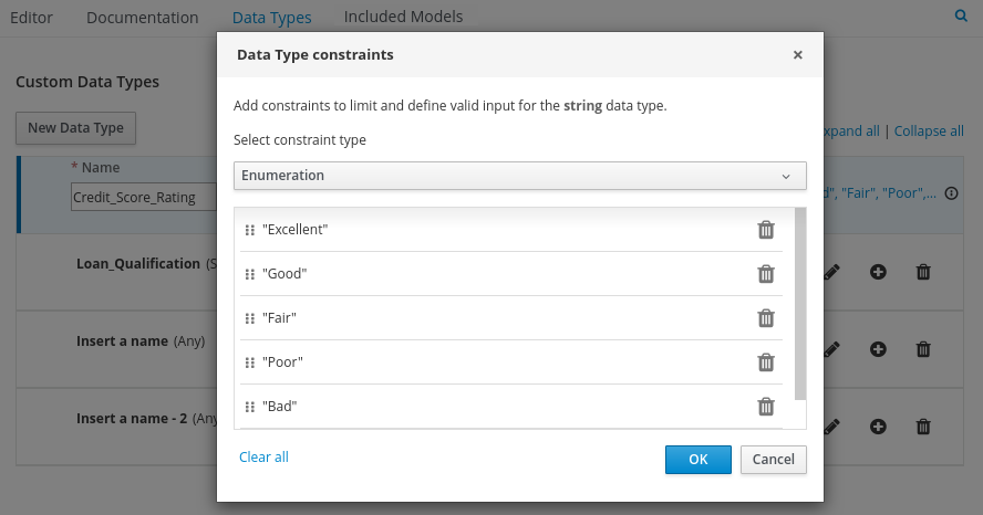 dmn custom data type constraints