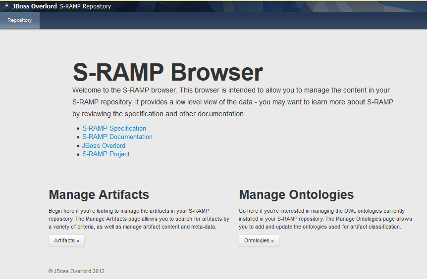 Screenshot of the s-ramp-ui