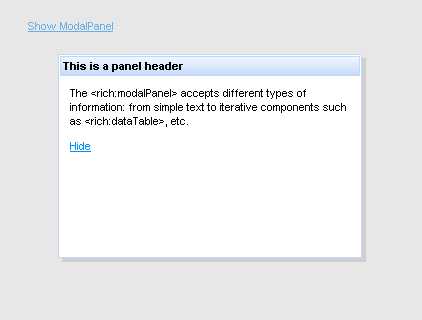 <rich:modalPanel> with links
