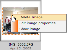 Image thumbnail context menu