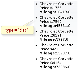 <rich:dataList> component with "type" attribute