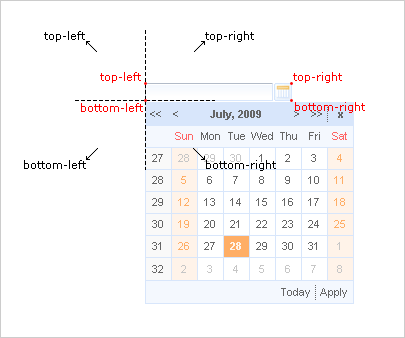 Pop-up positioning