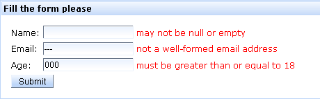 <rich:ajaxValidator> example result