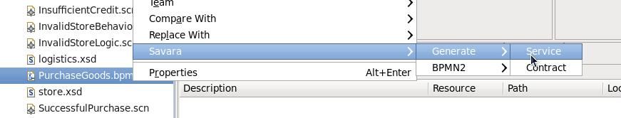 Menu item for generating a service design or implementation