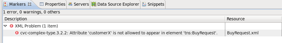 Error created when a schema validation problem is detected