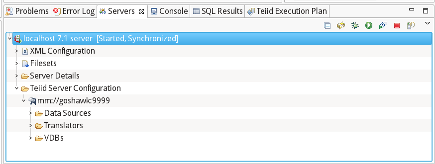 Teiid Contents in Server View