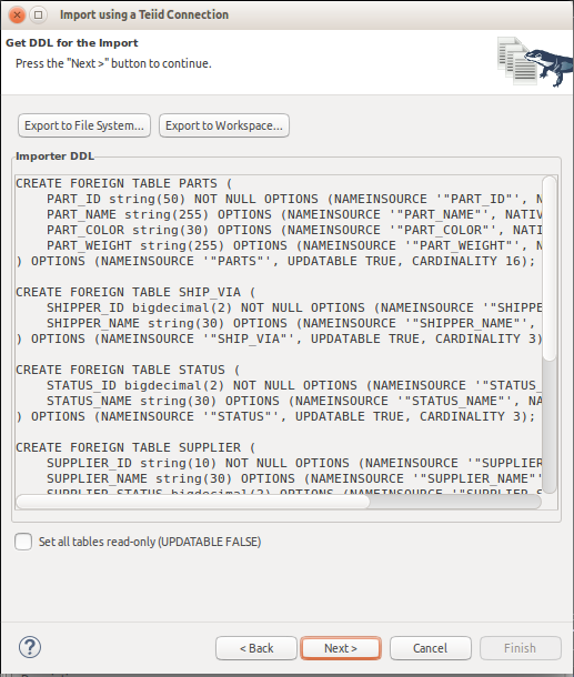 Review DDL Dialog