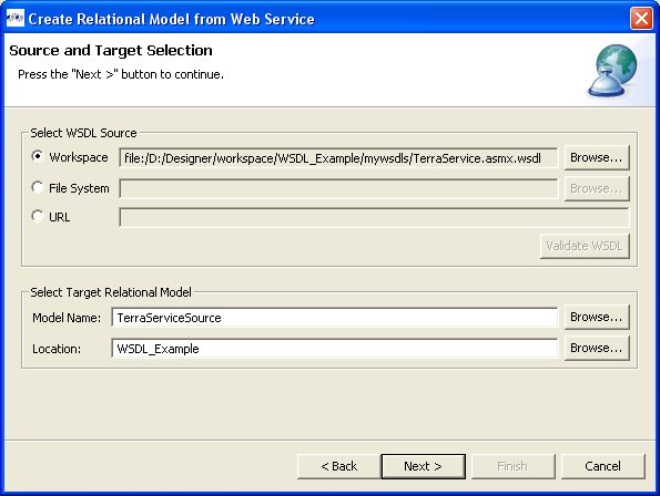 Source and Target Selection Dialog